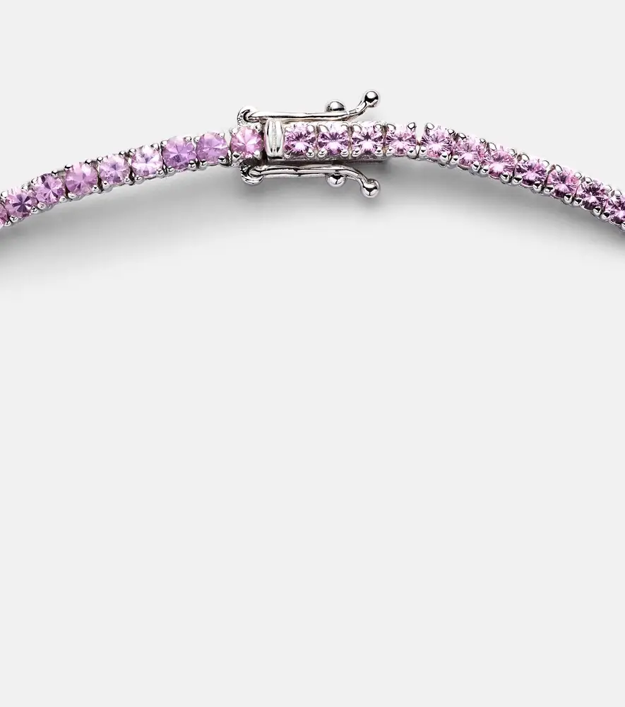 Roxanne First 14kt white gold tennis necklace with sapphires | Thumbnail 2