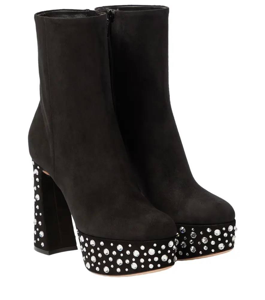 Gianvito Rossi Crystal Holly suede platform ankle boots | Image 1 Gianvito Rossi Crystal Holly suede platform ankle boots | Image 1
