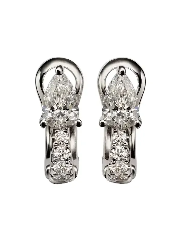 18kt white gold huggies with diamonds 18kt white gold huggies with diamonds