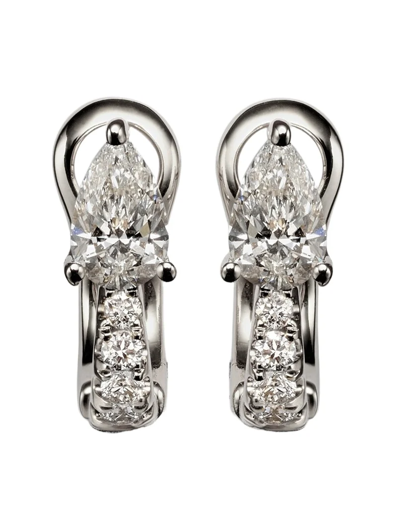 18kt white gold huggies with diamonds 18kt white gold huggies with diamonds