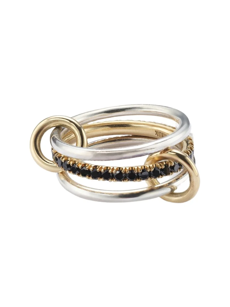 Tigris 18kt gold and sterling silver ring with black diamonds Tigris 18kt gold and sterling silver ring with black diamonds