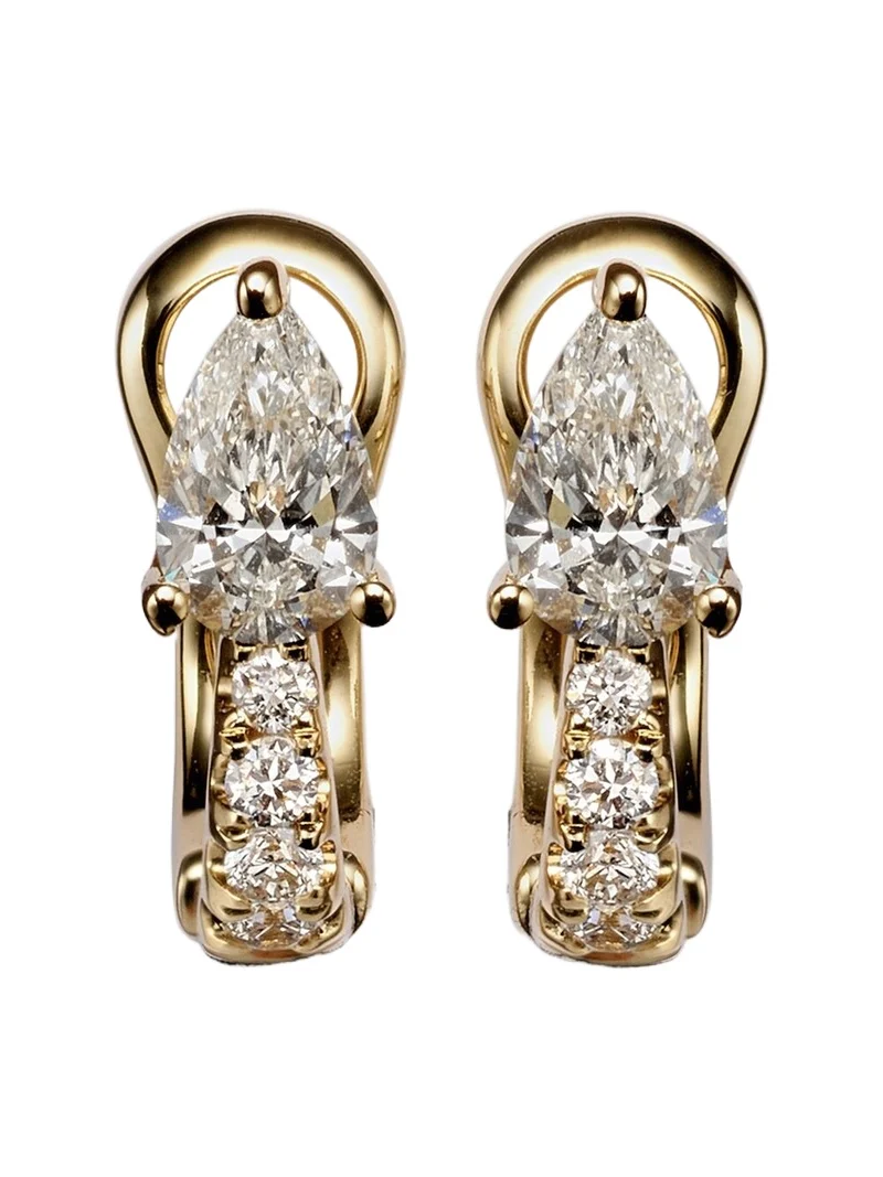 18kt gold huggies with diamonds