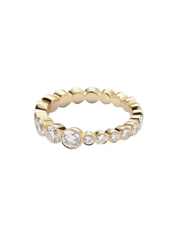 Ensemble Croissant 18kt gold ring with diamonds
