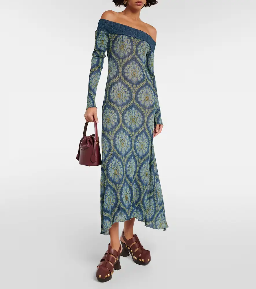 Etro Printed off-shoulder midi dress | Thumbnail 3