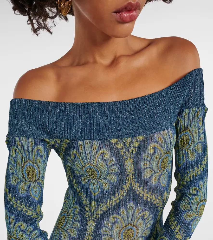 Etro Printed off-shoulder midi dress | Thumbnail 5
