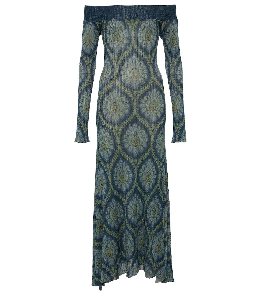 Etro Printed off-shoulder midi dress