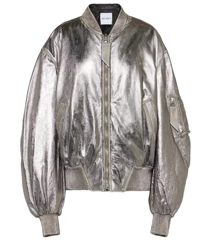 The Attico Metallic leather bomber jacket