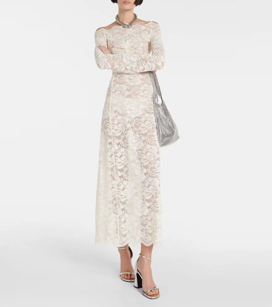 Rabanne Off-shoulder lace maxi dress | Thumbnail 5