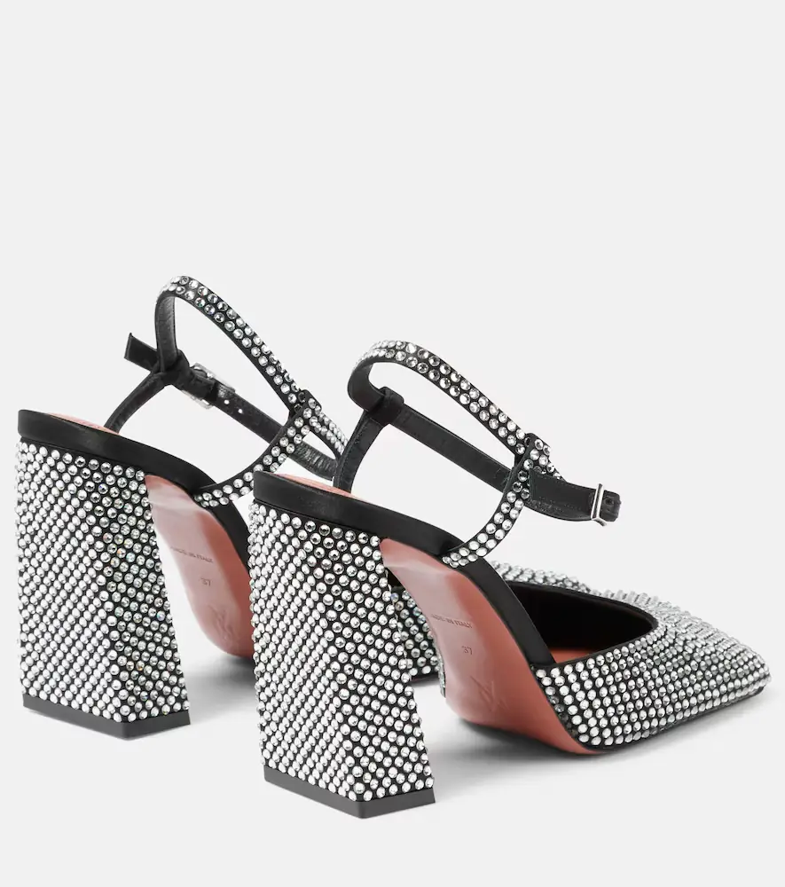 Amina Muaddi Charlotte 95 embellished satin pumps | Thumbnail 2