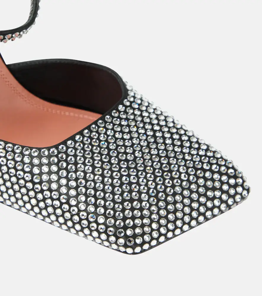 Amina Muaddi Charlotte 95 embellished satin pumps | Thumbnail 3