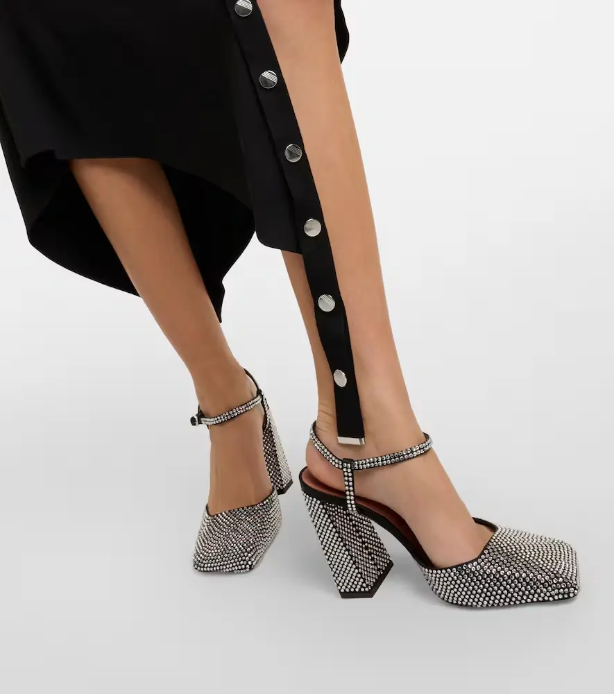 Amina Muaddi Charlotte 95 embellished satin pumps | Thumbnail 6