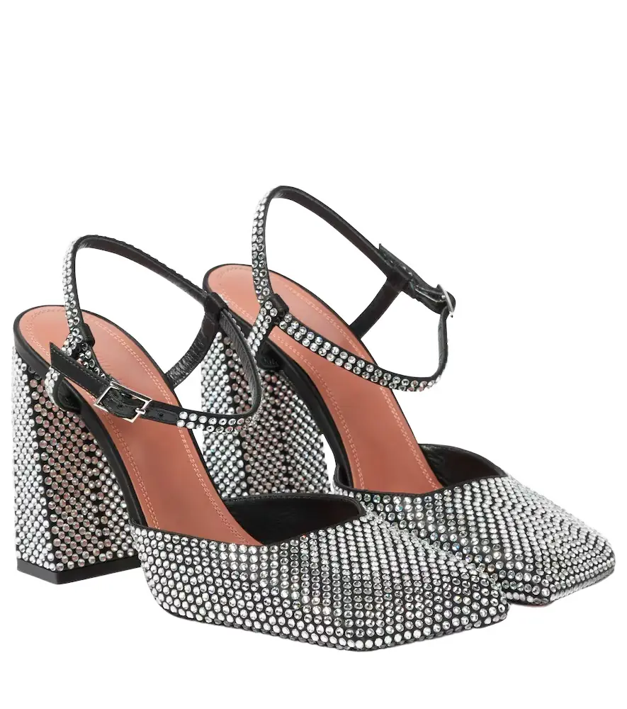 Amina Muaddi Charlotte 95 embellished satin pumps | Image 1 Amina Muaddi Charlotte 95 embellished satin pumps | Image 1