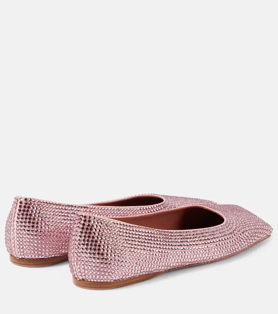 Amina Muaddi Ane embellished satin ballet flats | Thumbnail 2