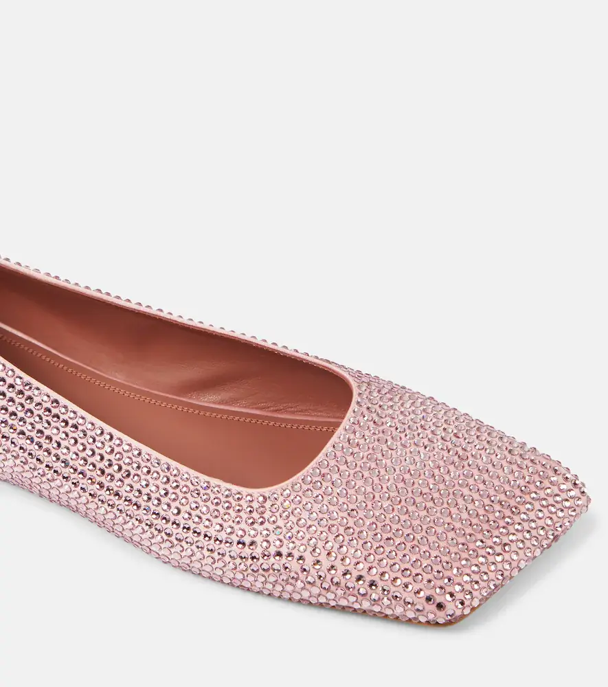Amina Muaddi Ane embellished satin ballet flats | Thumbnail 4