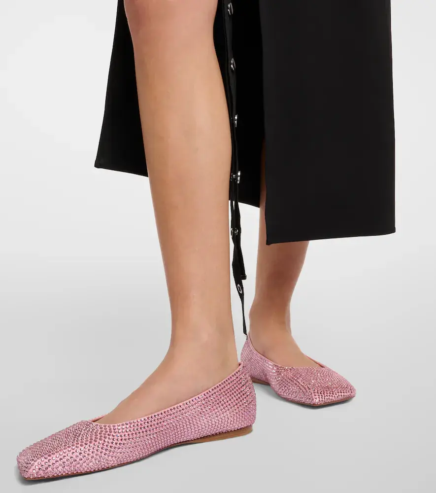 Amina Muaddi Ane embellished satin ballet flats | Thumbnail 6