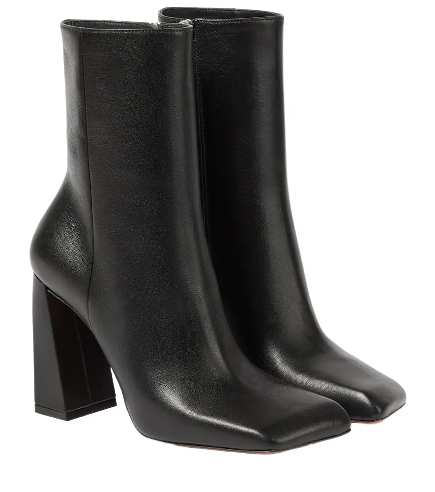 Amina Muaddi Marine 95 leather ankle boots