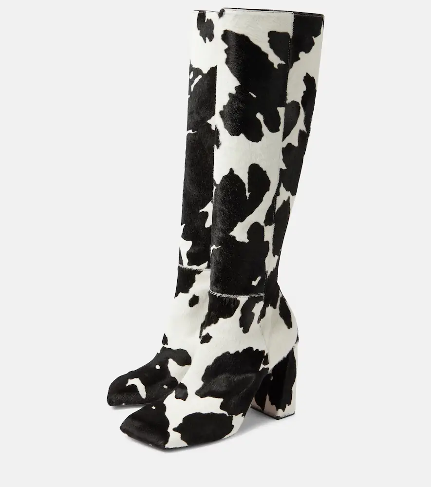 Amina Muaddi Marine calf hair knee-high boots | Thumbnail 4