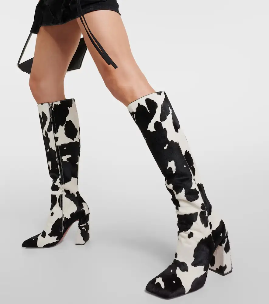 Amina Muaddi Marine calf hair knee-high boots | Thumbnail 5