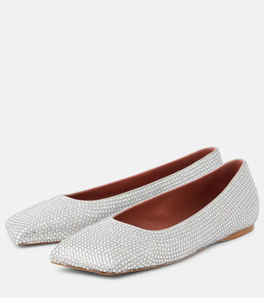 Amina Muaddi Ane embellished suede ballet flats | Thumbnail 2 Amina Muaddi Ane embellished suede ballet flats | Thumbnail 2