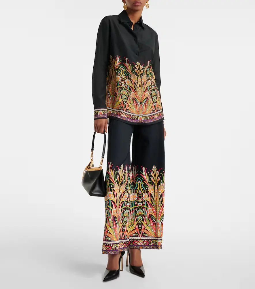 Etro Printed cotton-blend flared pants | Thumbnail 4