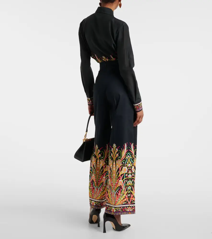 Etro Printed cotton-blend flared pants | Thumbnail 5