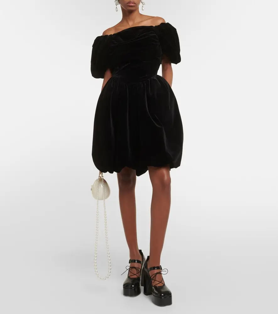 Simone Rocha Off-shoulder velvet mini dress | Thumbnail 2 Simone Rocha Off-shoulder velvet mini dress | Thumbnail 2