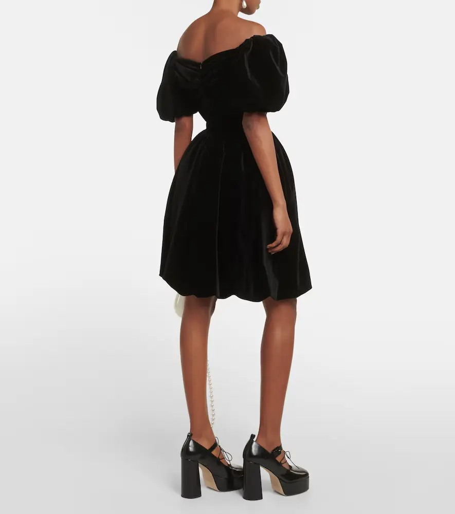 Simone Rocha Off-shoulder velvet mini dress | Thumbnail 4 Simone Rocha Off-shoulder velvet mini dress | Thumbnail 4