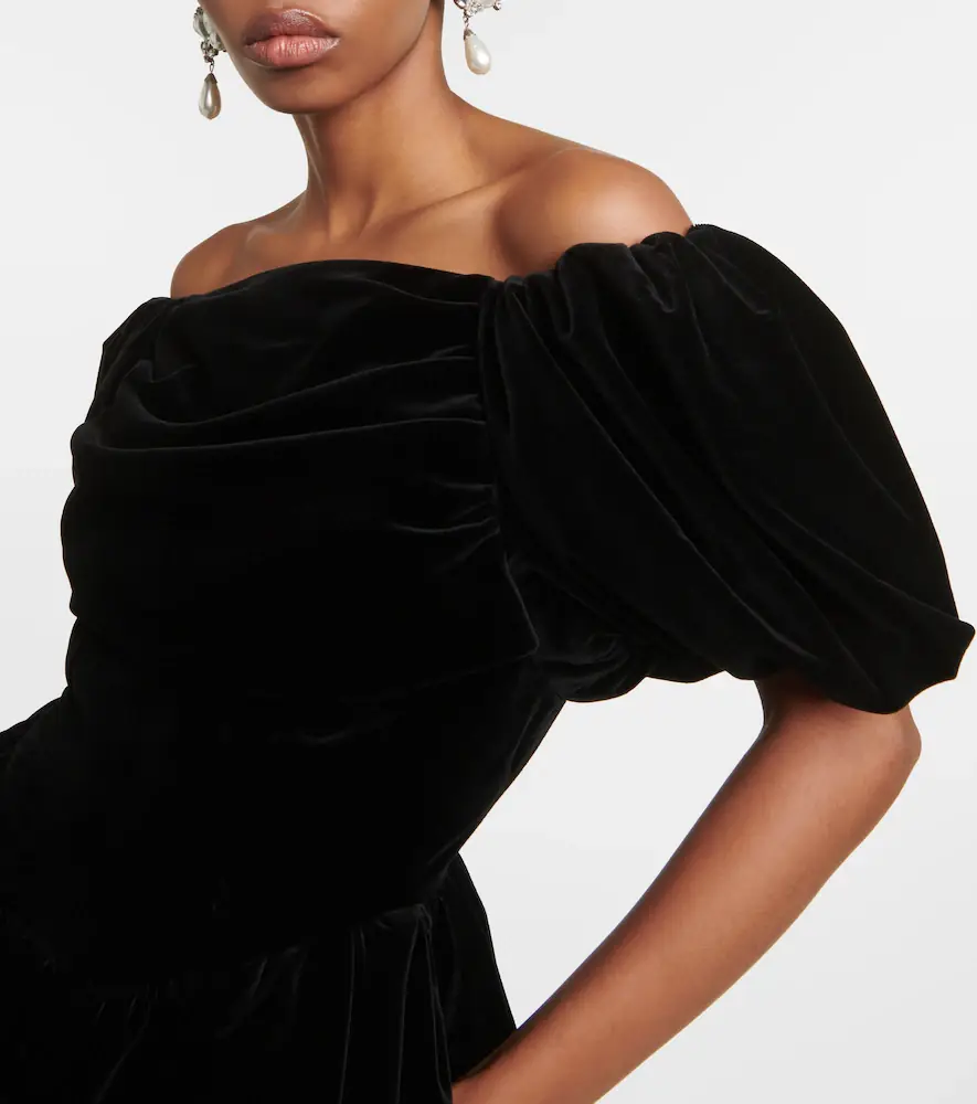 Simone Rocha Off-shoulder velvet mini dress | Thumbnail 5 Simone Rocha Off-shoulder velvet mini dress | Thumbnail 5