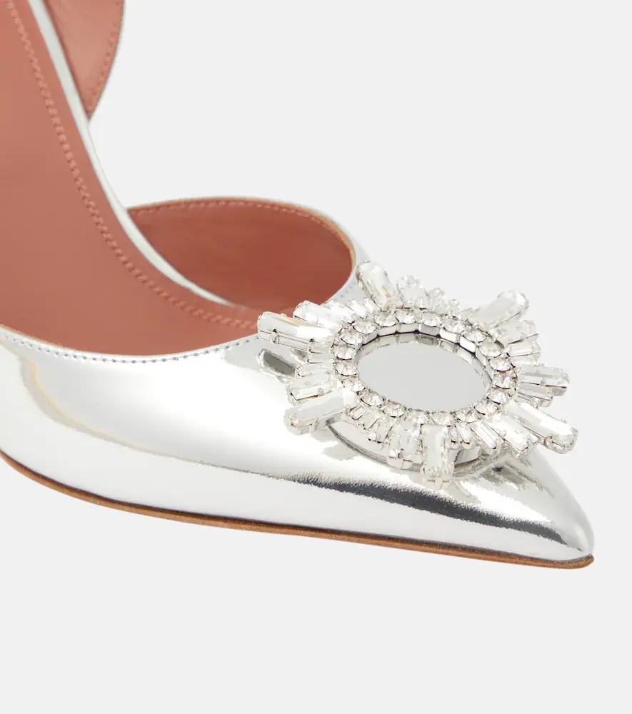 Amina Muaddi Begum mirrored leather slingback pumps | Thumbnail 4