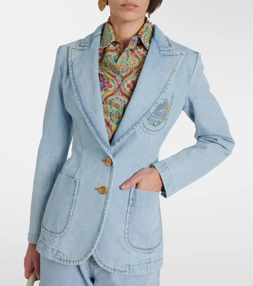 Etro Embroidered denim blazer | Thumbnail 4