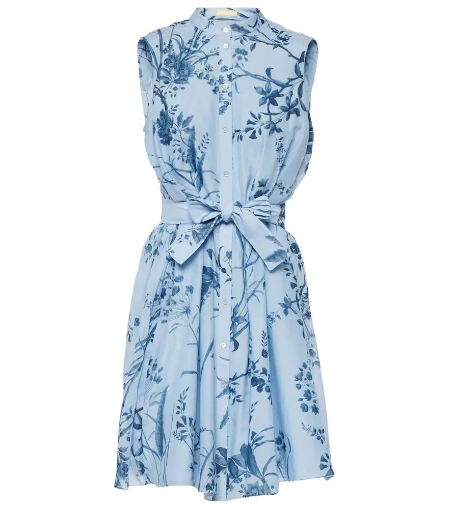 Erdem Printed cotton silk voile minidress
