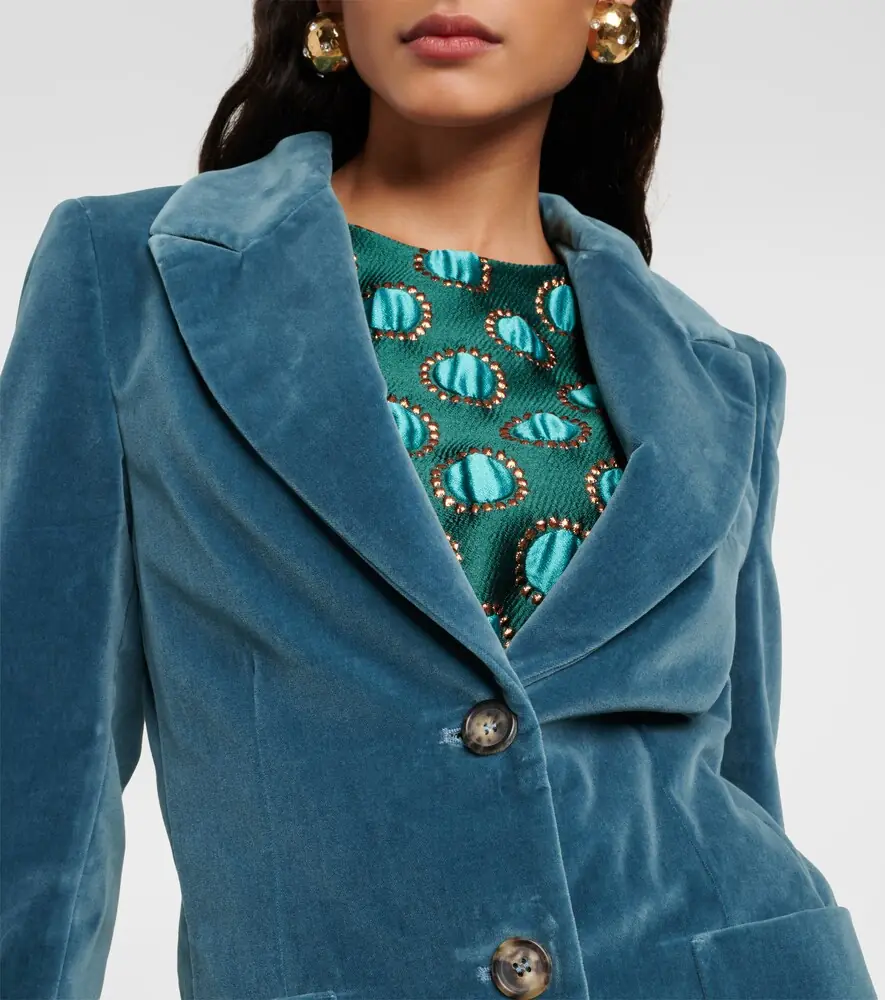 La DoubleJ Feather-trimmed cotton velvet blazer | Thumbnail 4 La DoubleJ Feather-trimmed cotton velvet blazer | Thumbnail 4