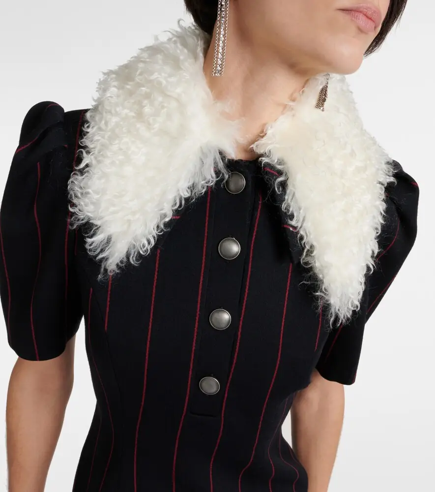 Alessandra Rich Pinstripe collared wool-blend minidress | Thumbnail 2
