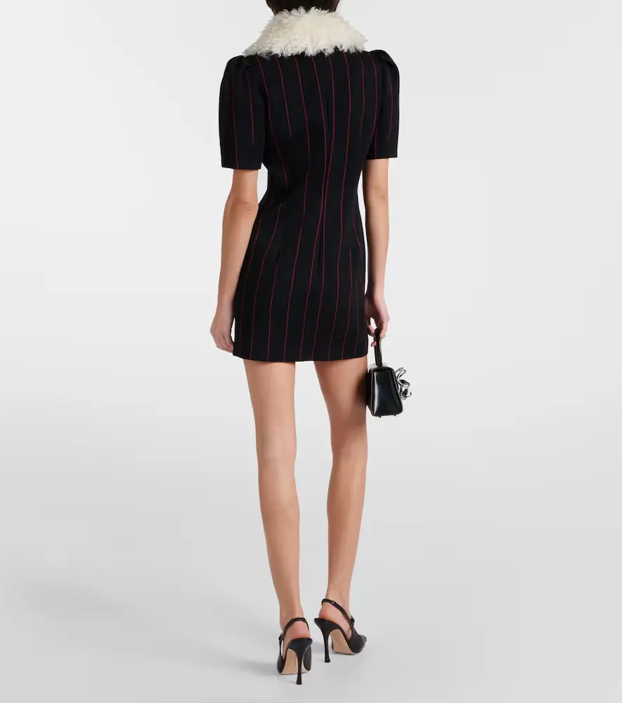 Alessandra Rich Pinstripe collared wool-blend minidress | Thumbnail 3