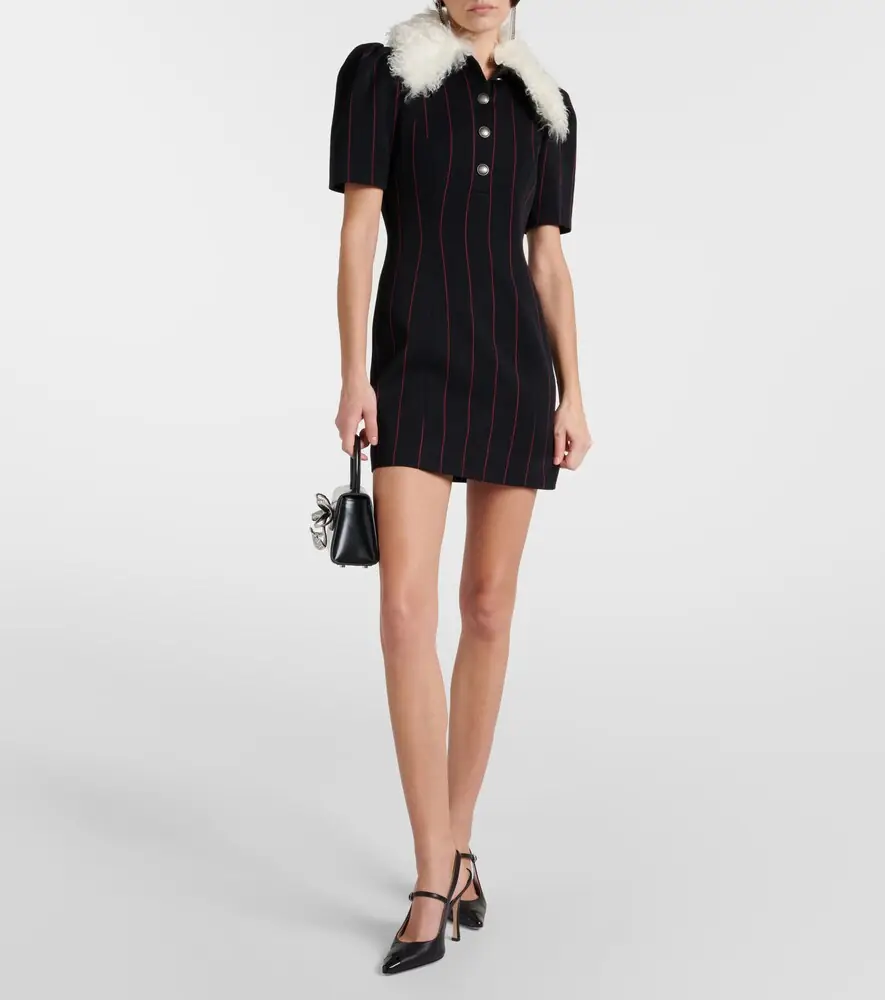 Alessandra Rich Pinstripe collared wool-blend minidress | Thumbnail 6