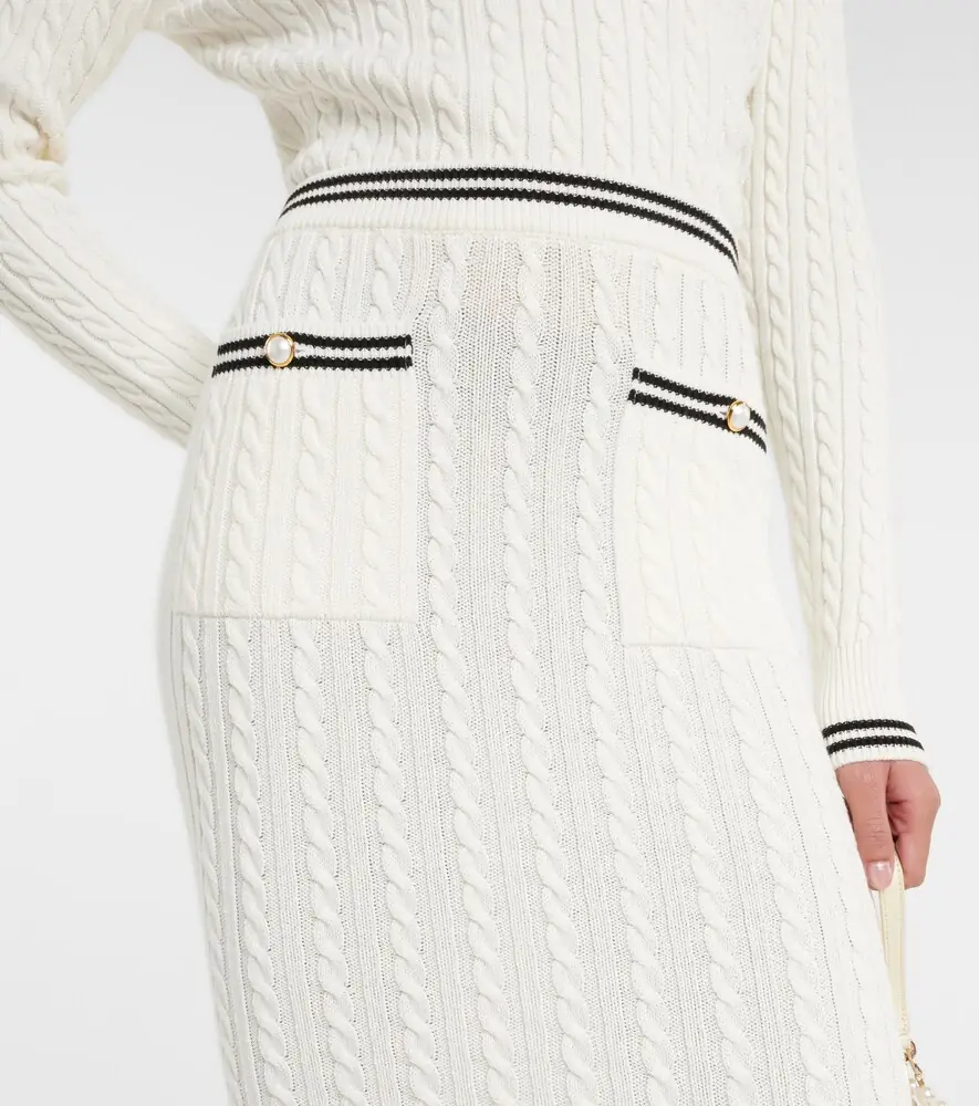 Alessandra Rich Striped cable-knit cotton midi skirt | Thumbnail 2 Alessandra Rich Striped cable-knit cotton midi skirt | Thumbnail 2