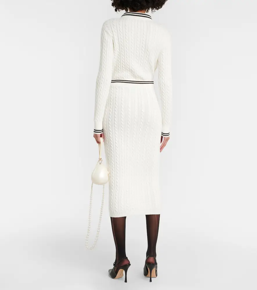 Alessandra Rich Striped cable-knit cotton midi skirt | Thumbnail 3 Alessandra Rich Striped cable-knit cotton midi skirt | Thumbnail 3