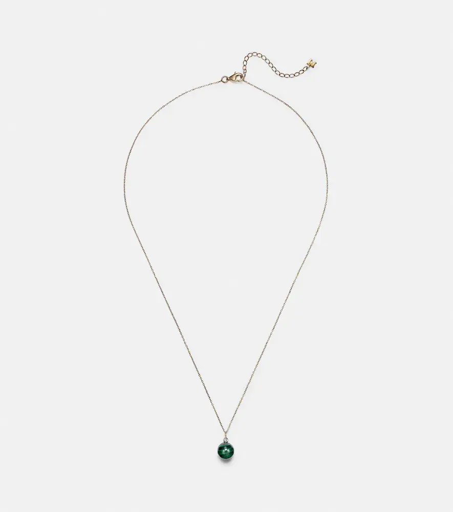 Mateo 14kt gold dot necklace with malachite and diamond | Image 1 Mateo 14kt gold dot necklace with malachite and diamond | Image 1