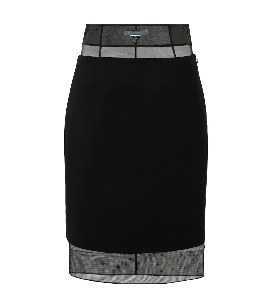 Prada Crinoline and virgin wool midi skirt | Image 1 Prada Crinoline and virgin wool midi skirt | Image 1