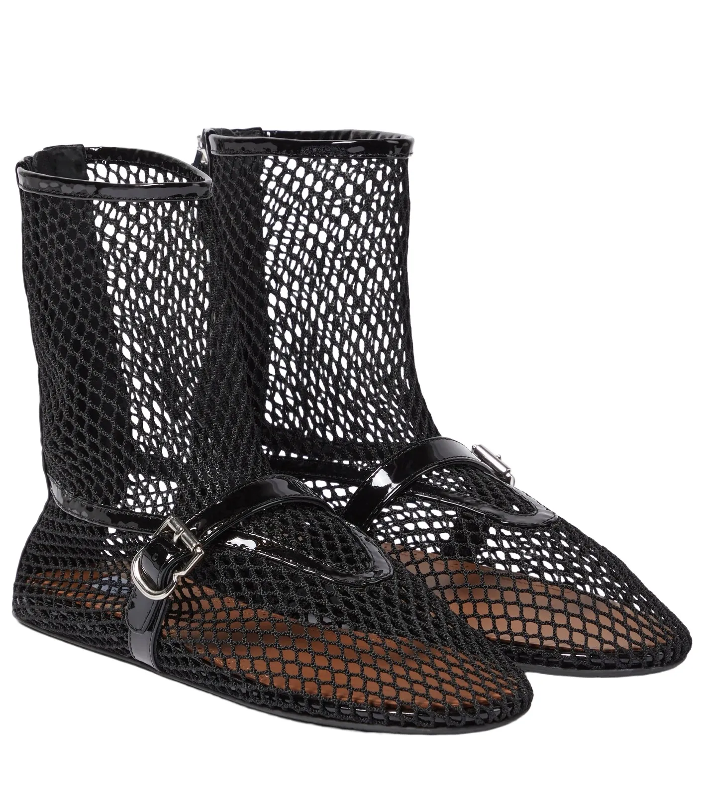 ALAÏA Fishnet leather-trimmed ankle boots ALAÏA Fishnet leather-trimmed ankle boots