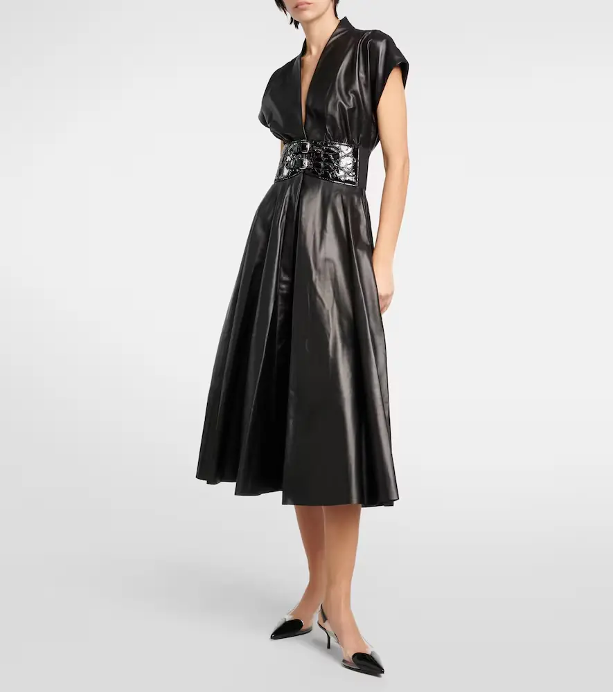 ALAÏA ALAÏA Belted leather midi dress | Thumbnail 6