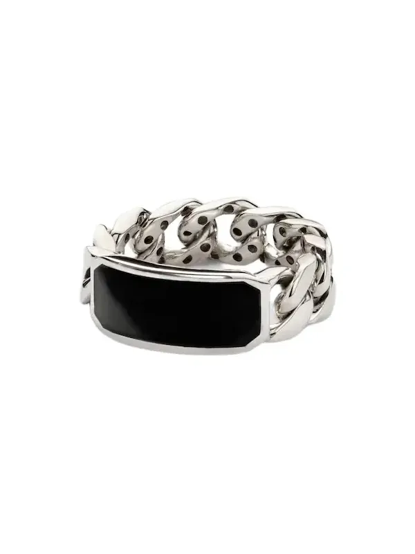 SHAY JEWELRY ID Link 18kt white gold ring with onyx