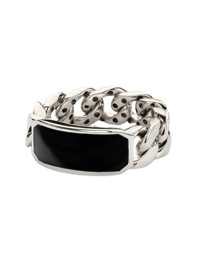 SHAY JEWELRY ID Link 18kt white gold ring with onyx