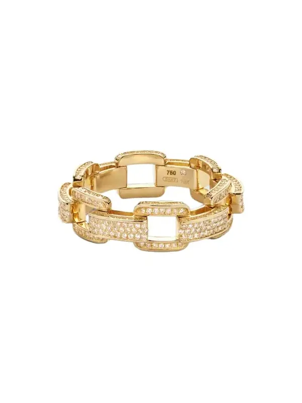 SHAY JEWELRY Deco Link 18kt gold ring with diamonds