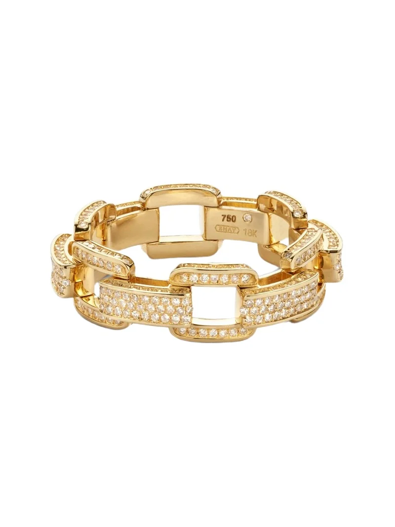 Deco Link 18kt gold ring with diamonds Deco Link 18kt gold ring with diamonds