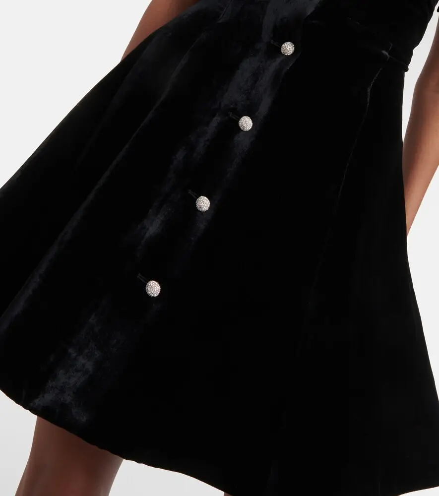 Miu Miu V-neck organza-trimmed velvet minidress | Thumbnail 3