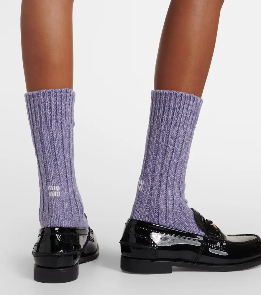 Miu Miu Logo cashmere and wool socks | Thumbnail 3