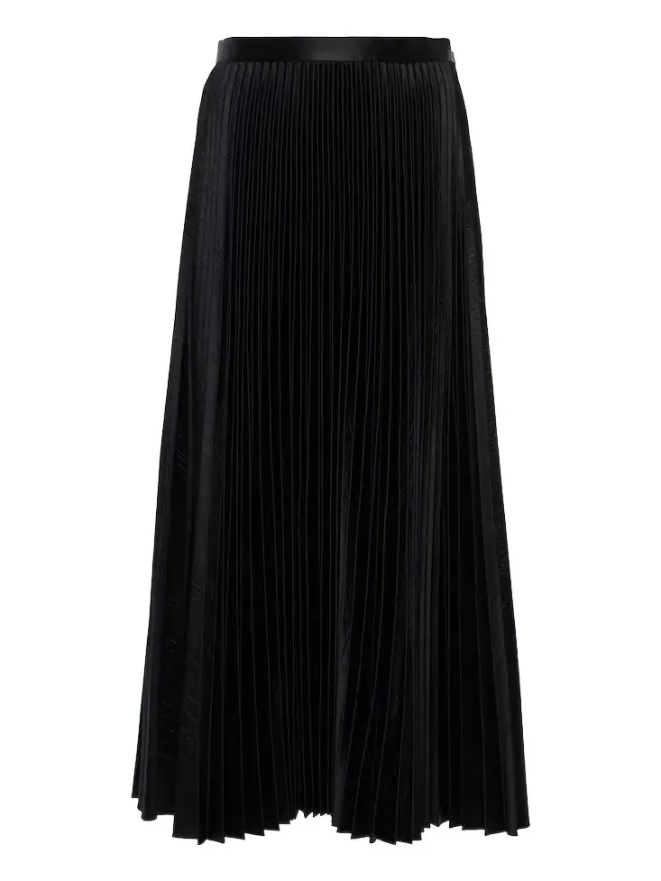 Alaïa Pleated croc-effect satin midi skirt