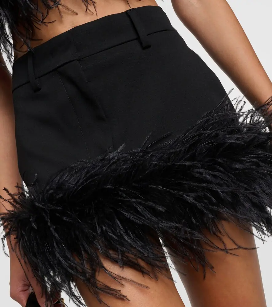 Miu Miu Feather-trimmed wool miniskirt | Thumbnail 4 Miu Miu Feather-trimmed wool miniskirt | Thumbnail 4