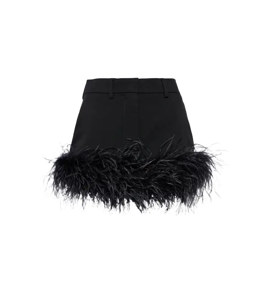 Miu Miu Feather-trimmed wool miniskirt | Image 1 Miu Miu Feather-trimmed wool miniskirt | Image 1